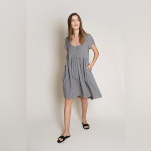 Neranese Isla Tencel Gingham Dress Medium Black White Pockets